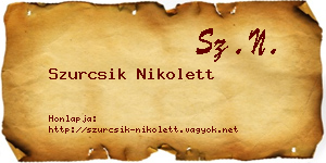 Szurcsik Nikolett névjegykártya